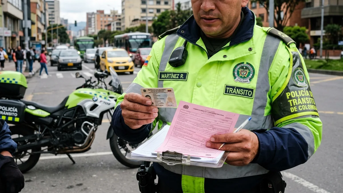 Licencia de conducción retenida por policía de tránsito en Colombia